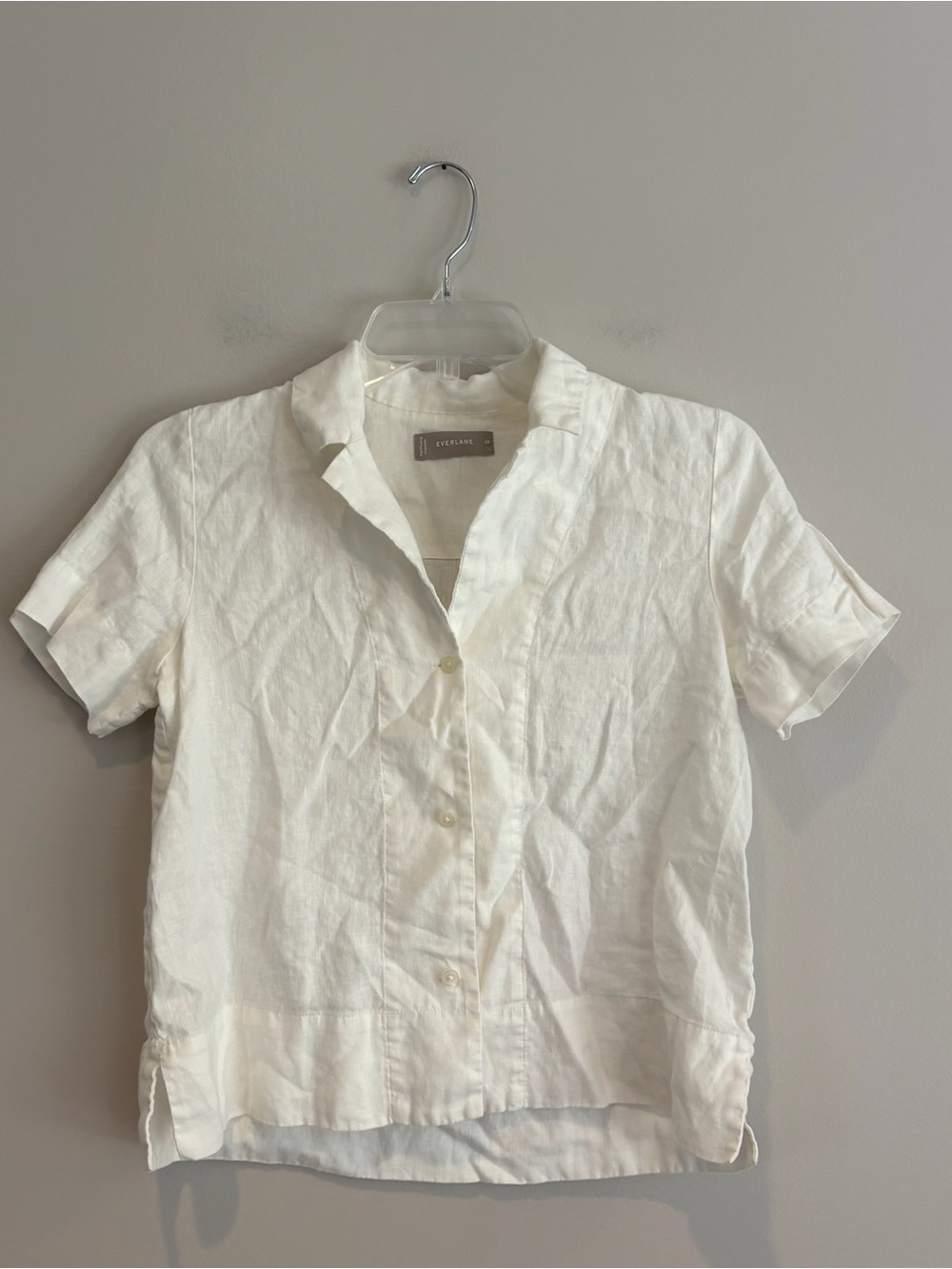 Everlane White Linen Button-Up Short Sleeve Top Size 00